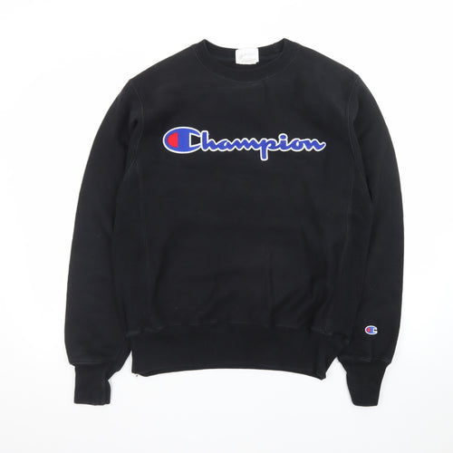 Champion Men's Black Small Reverse Weave Logo Sweatshirt