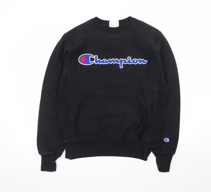 Champion Men's Black Small Reverse Weave Logo Sweatshirt