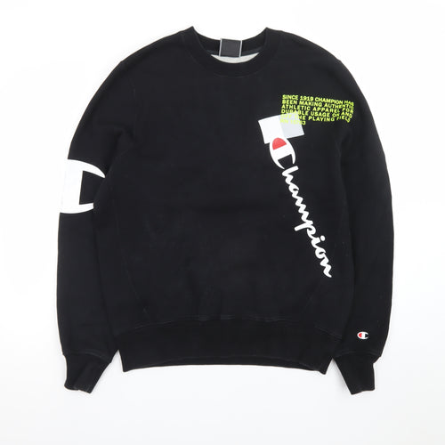 Champion Men's Black Medium Crew Neck Graphic Sweatshirt