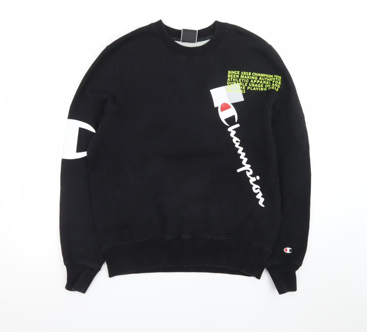 Champion Men's Black Medium Crew Neck Graphic Sweatshirt