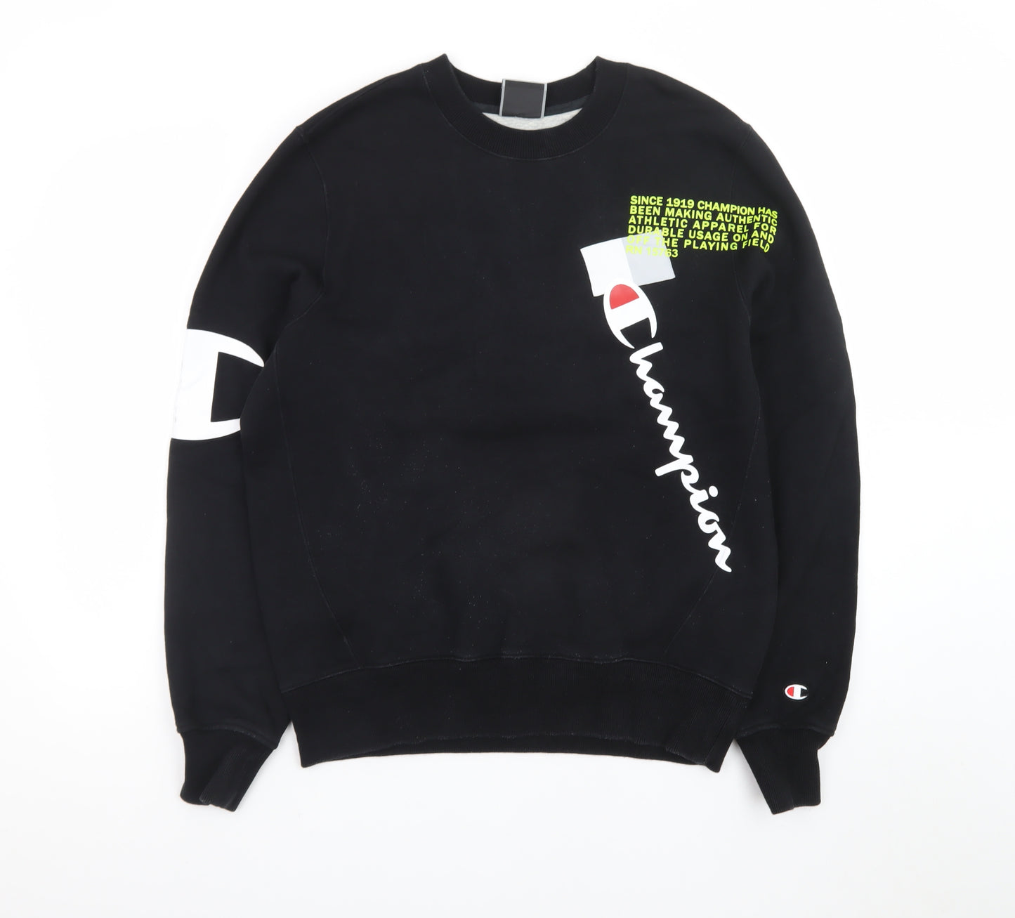 Champion Men's Black Medium Crew Neck Graphic Sweatshirt