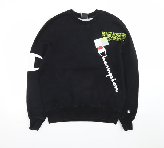 Champion Men's Black Medium Crew Neck Graphic Sweatshirt