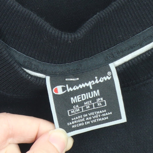 Champion Men's Black Medium Crew Neck Graphic Sweatshirt
