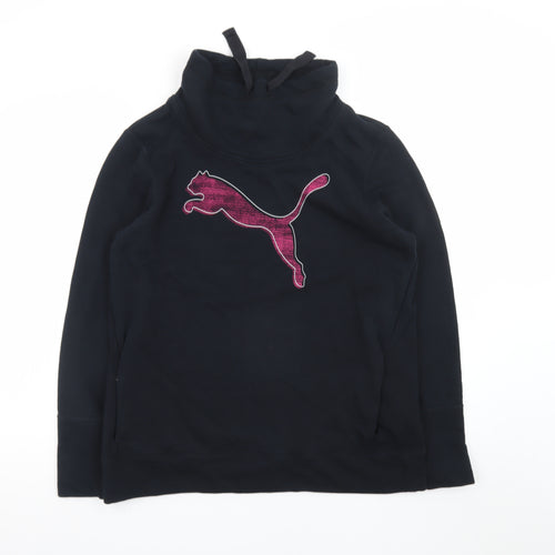 Puma Womens Black Size 16 Pullover Sweatshirt with Pink Logo