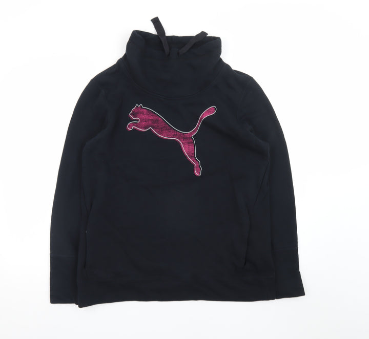 Puma Womens Black Size 16 Pullover Sweatshirt with Pink Logo