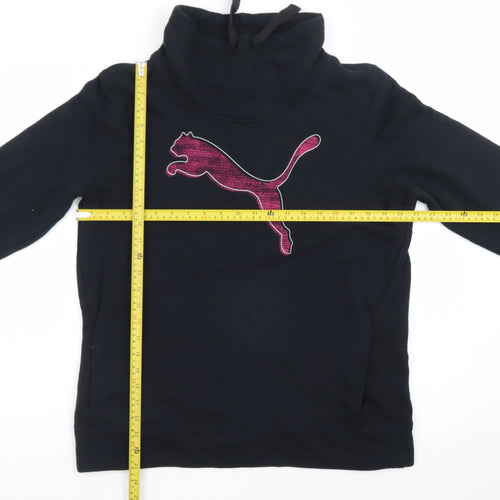 Puma Womens Black Size 16 Pullover Sweatshirt with Pink Logo