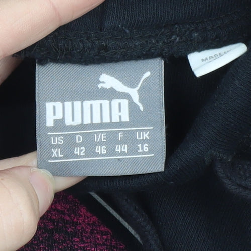 Puma Womens Black Size 16 Pullover Sweatshirt with Pink Logo