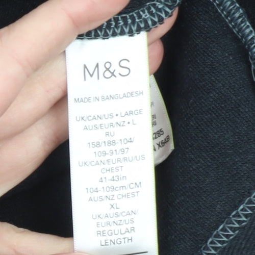 Marks and Spencer Men's Black L 1/4 Zip Collared Sweatshirt