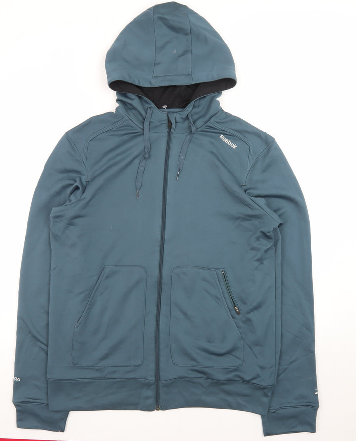 Reebok Men Blue Full Zip Hoodie Size M Regular Fit Sportswear