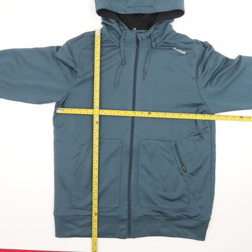 Reebok Men Blue Full Zip Hoodie Size M Regular Fit Sportswear