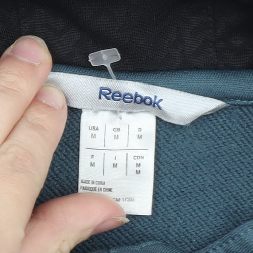 Reebok Men Blue Full Zip Hoodie Size M Regular Fit Sportswear