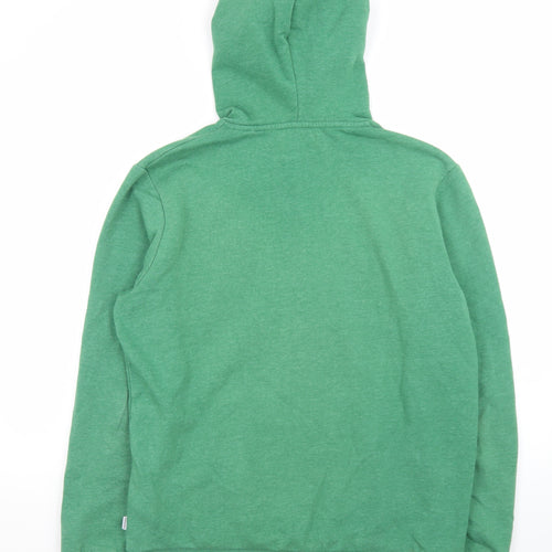 Jack & Jones Men Green L Pullover Hoodie Graphic Print Fleece