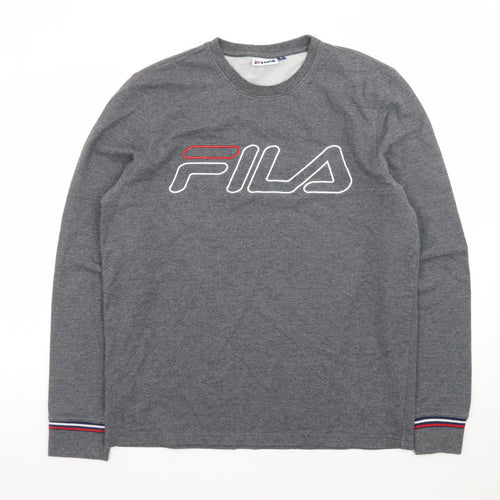 Fila Men's Grey Logo Pullover Sweatshirt Size M