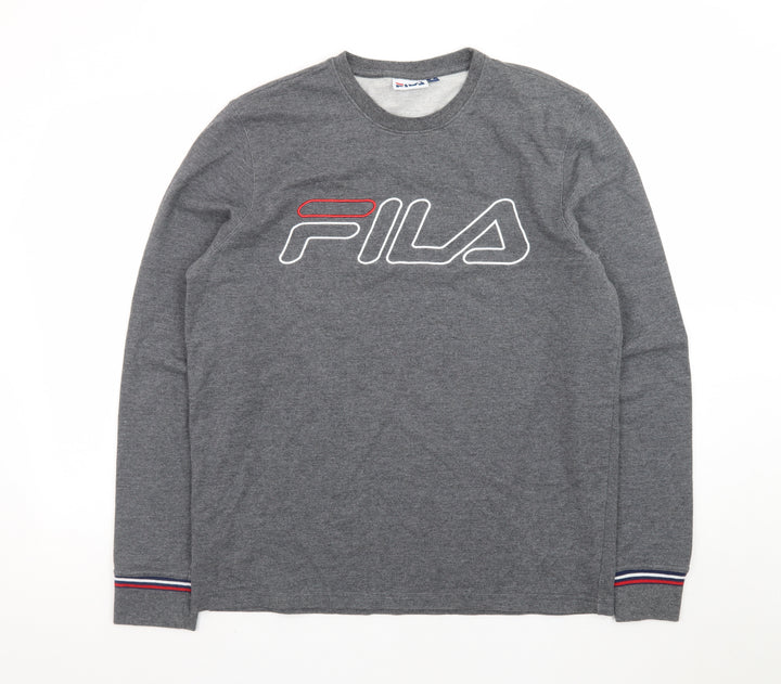 Fila Men's Grey Logo Pullover Sweatshirt Size M