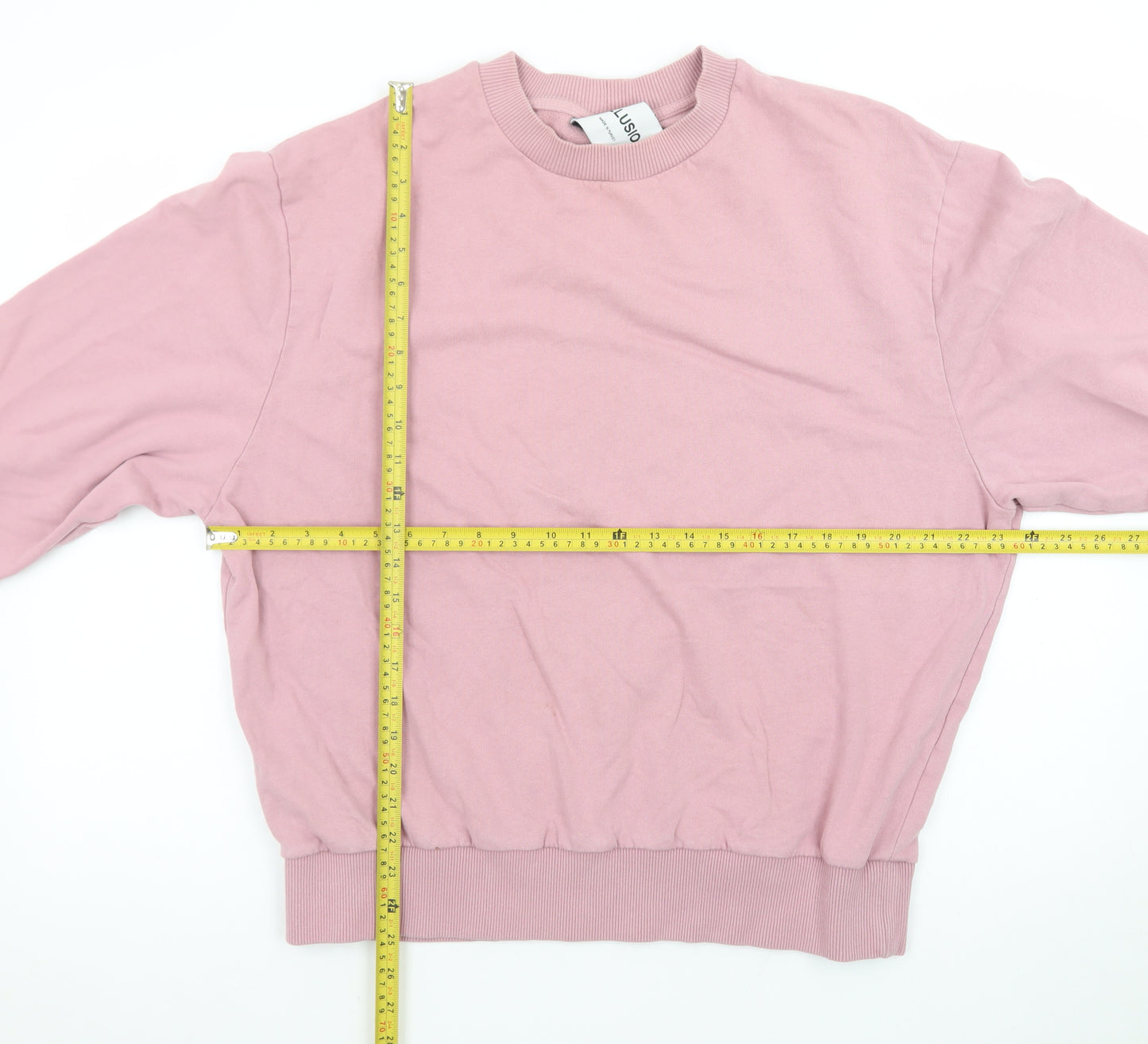 Collusion Mens Pink Crew Neck Cotton Pullover Sweatshirt Size L