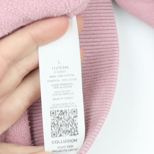 Collusion Mens Pink Crew Neck Cotton Pullover Sweatshirt Size L