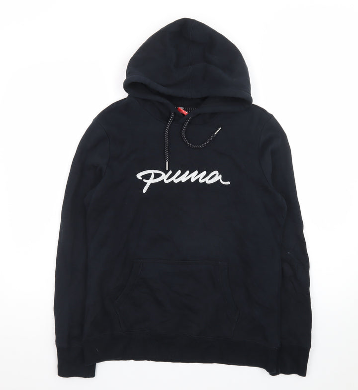 Puma Men's Black Pullover Hoodie L Logo Sportswear Sweatshirt