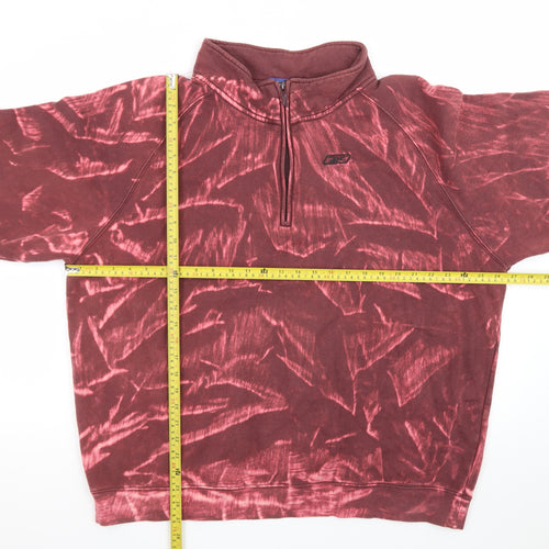 Reebok Men's Burgundy 1/2 Zip Sweatshirt XXL Cotton Blend Tie-Dye Style