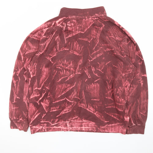 Reebok Men's Burgundy 1/2 Zip Sweatshirt XXL Cotton Blend Tie-Dye Style