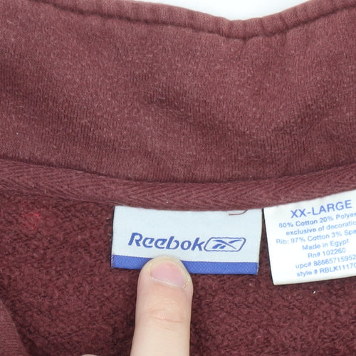Reebok Men's Burgundy 1/2 Zip Sweatshirt XXL Cotton Blend Tie-Dye Style
