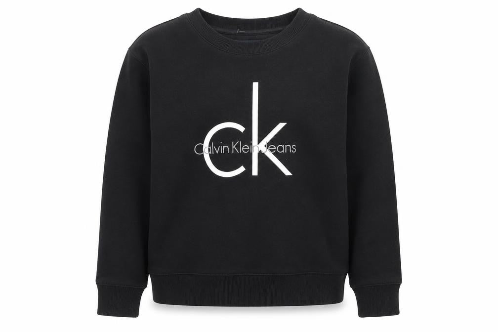 Front view of Calvin Klein Jeans Men’s Black Small Logo Pullover Sweatshirt