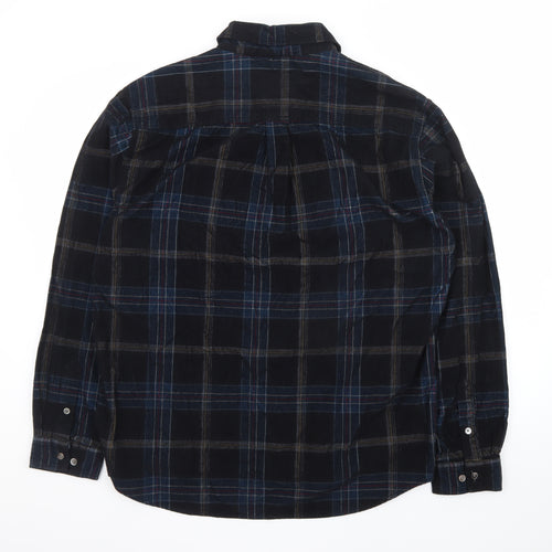 Carbon2Cobalt Men's Blue Plaid Cotton Button-Up Shirt Size L