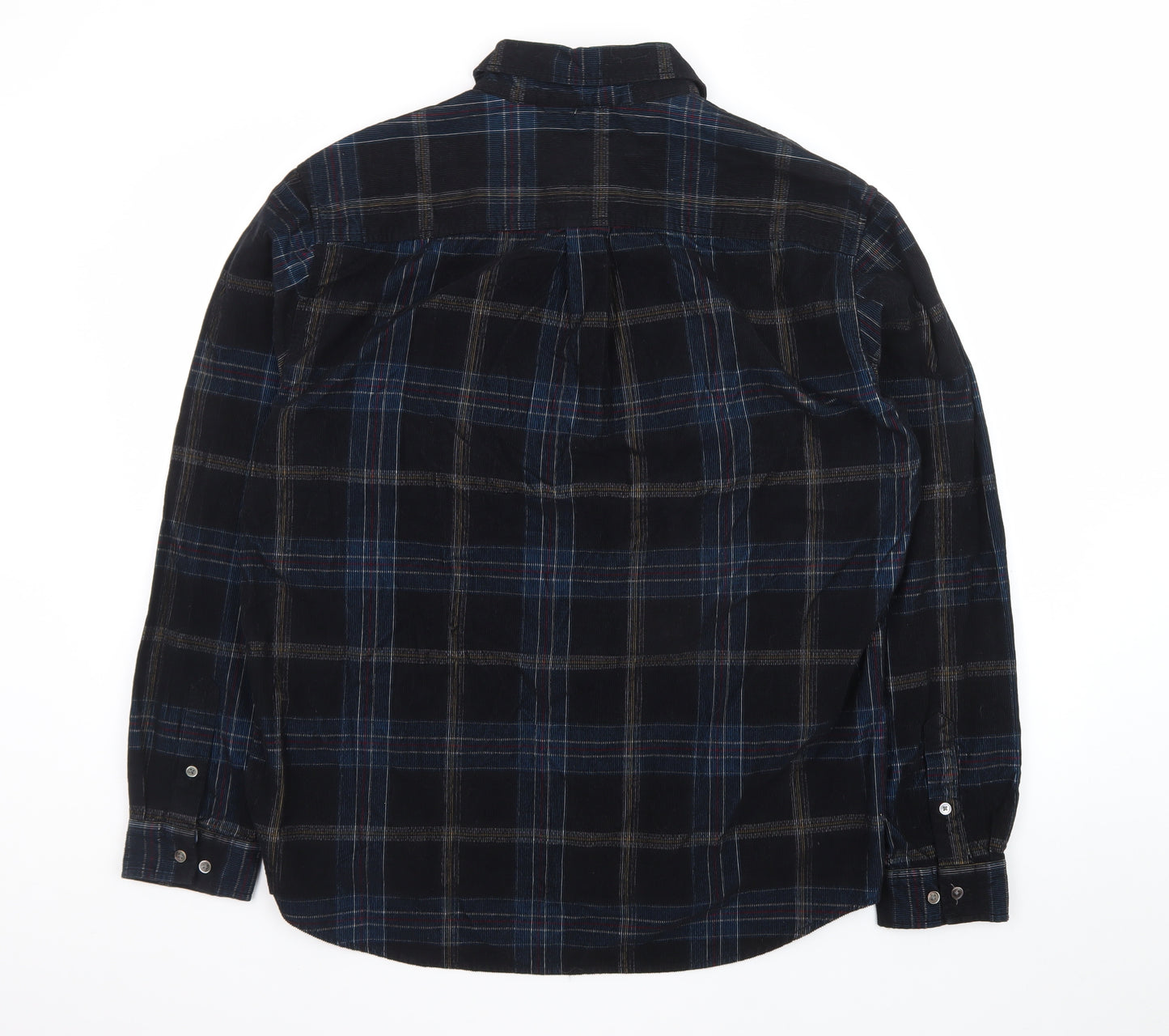 Carbon2Cobalt Men's Blue Plaid Cotton Button-Up Shirt Size L