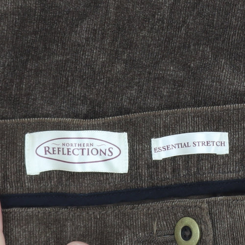 Northern Reflections Women Brown Corduroy Stretch Trousers Size 10 Regular
