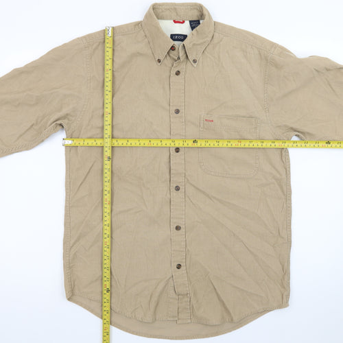 Izod Men’s Beige Corduroy Long Sleeve Button-Up Shirt Size S