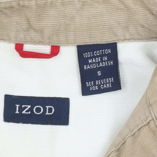 Izod Men’s Beige Corduroy Long Sleeve Button-Up Shirt Size S
