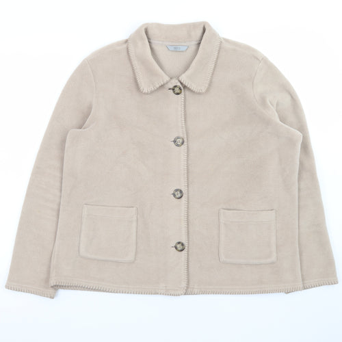Marks and Spencer Womens Beige Fleece Button Jacket Size 18