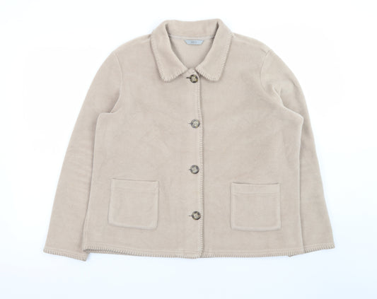 Marks and Spencer Womens Beige Fleece Button Jacket Size 18
