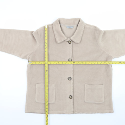 Marks and Spencer Womens Beige Fleece Button Jacket Size 18