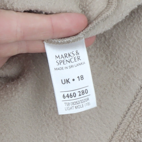 Marks and Spencer Womens Beige Fleece Button Jacket Size 18