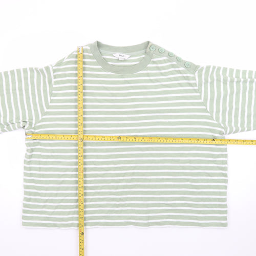 Marks and Spencer Women’s Green Striped Cotton Pullover Jumper XL