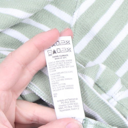 Marks and Spencer Women’s Green Striped Cotton Pullover Jumper XL