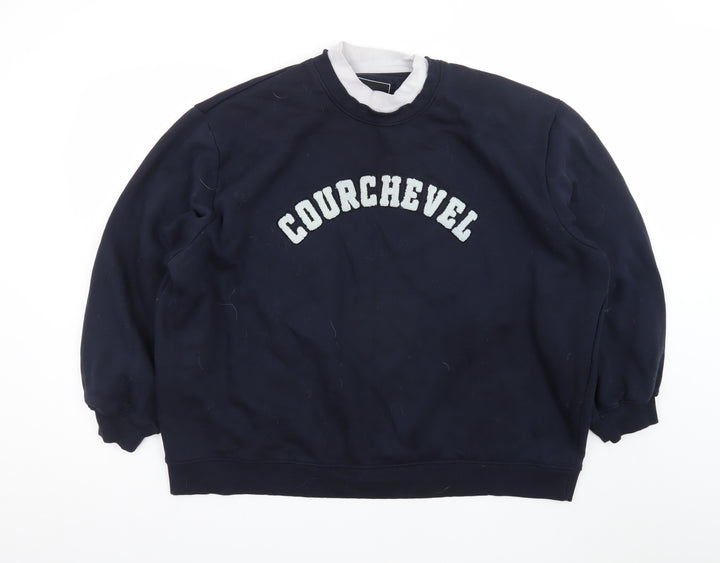 Threadbare Women Navy Courchevel Sweatshirt Size 24 Cotton Blend