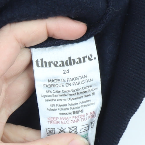 Threadbare Women Navy Courchevel Sweatshirt Size 24 Cotton Blend