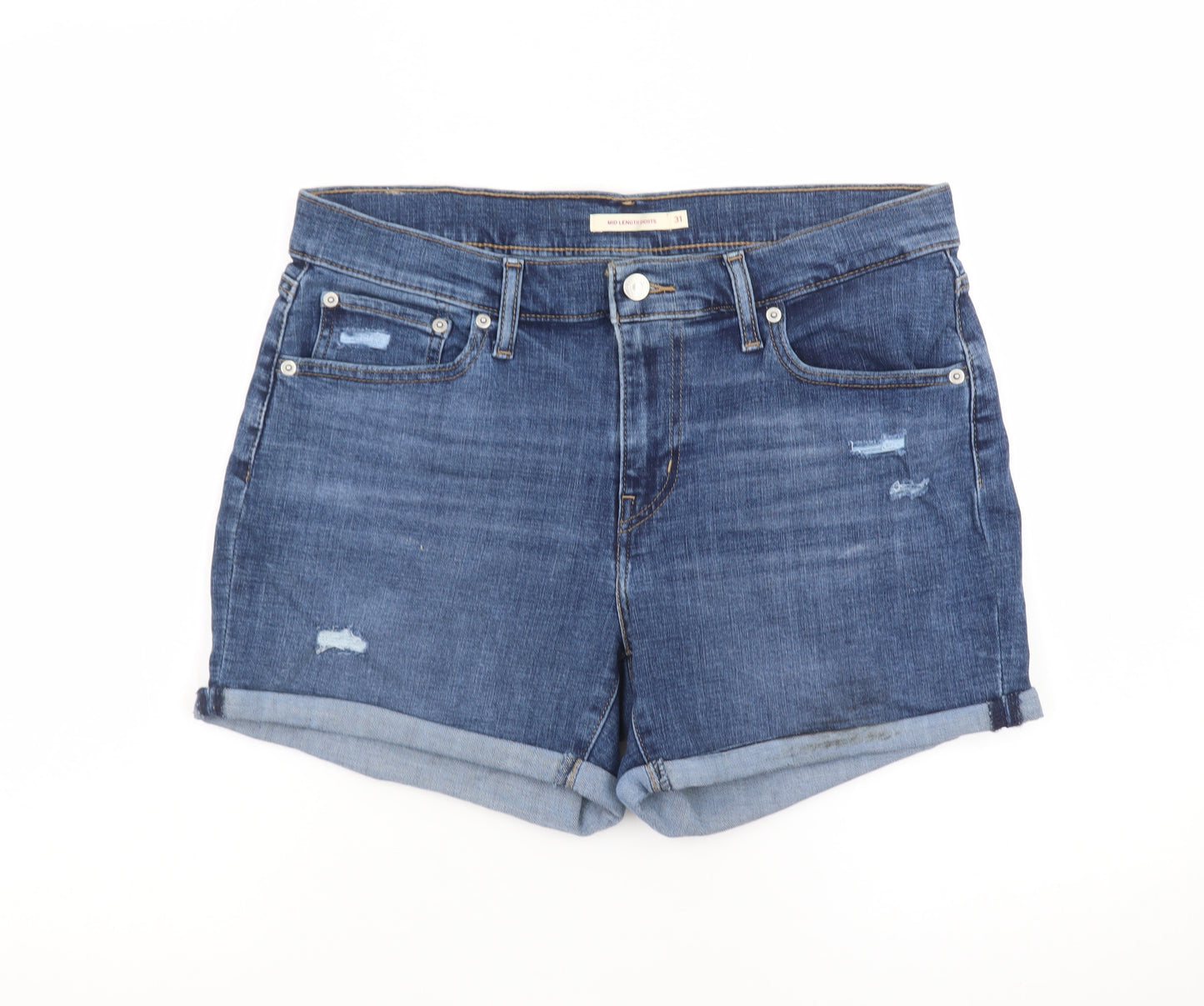 Levi's Women's Blue Denim Boyfriend Shorts Size 14 Stretch