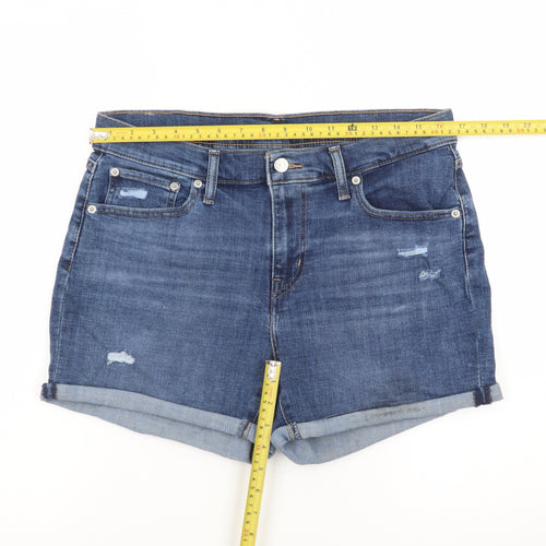 Levi's Women's Blue Denim Boyfriend Shorts Size 14 Stretch