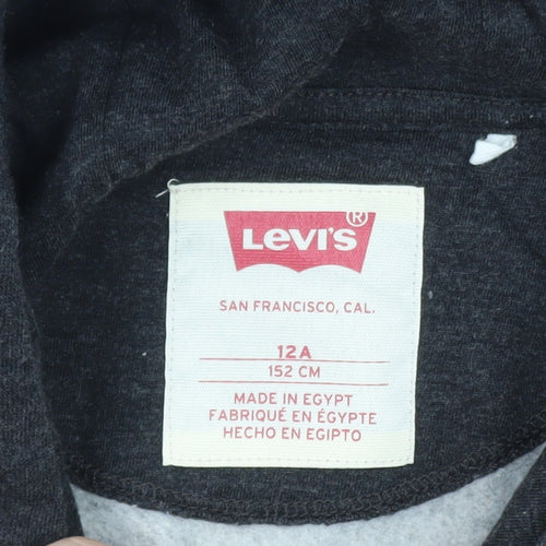 Levi's Boys Black Pullover Hoodie 12 Years Fleece Graphic Logo