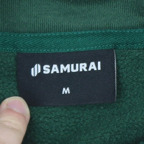 Samurai Mens Green Pullover Hoodie M Fleece Regular Fit