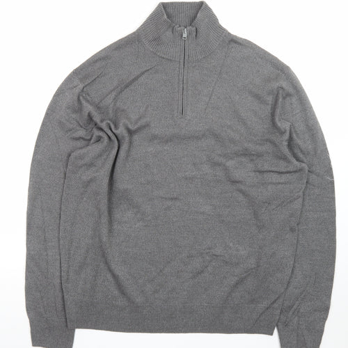 Dockers Men’s Grey 1/4 Zip High Neck Knit Jumper Size L