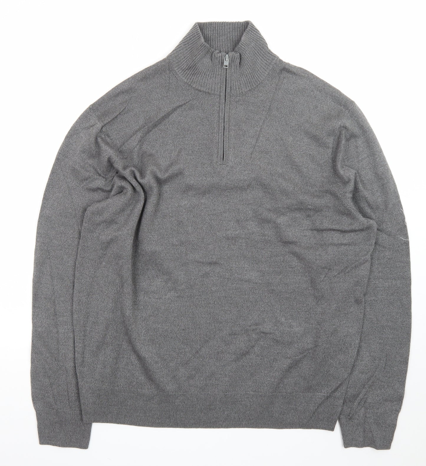 Dockers Men’s Grey 1/4 Zip High Neck Knit Jumper Size L