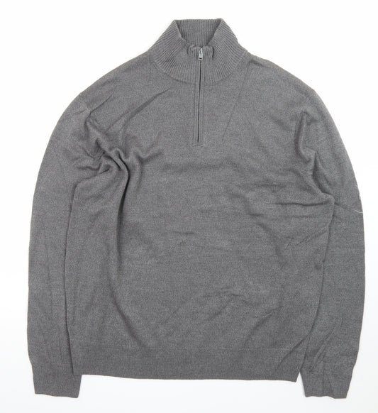 Dockers Men’s Grey 1/4 Zip High Neck Knit Jumper Size L
