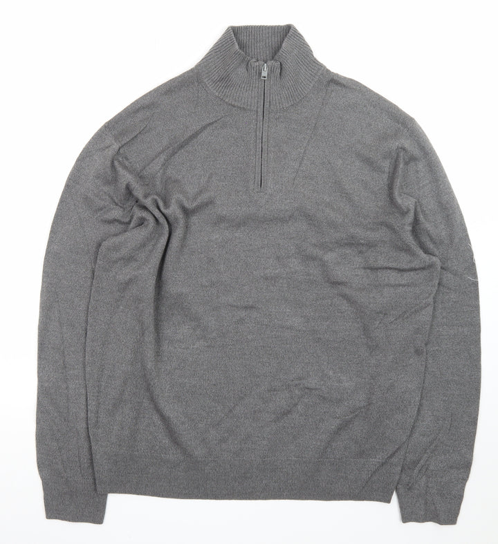 Dockers Men’s Grey 1/4 Zip High Neck Knit Jumper Size L