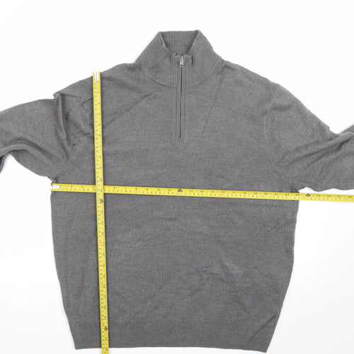 Dockers Men’s Grey 1/4 Zip High Neck Knit Jumper Size L