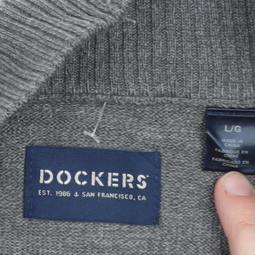Dockers Men’s Grey 1/4 Zip High Neck Knit Jumper Size L