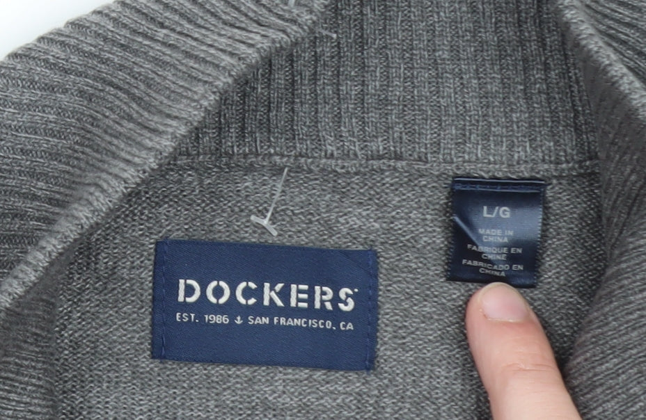 Dockers Men’s Grey 1/4 Zip High Neck Knit Jumper Size L