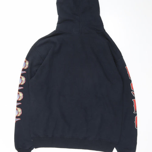 Jerzees Men's Black Marine Corps Pullover Hoodie L Graphic Print